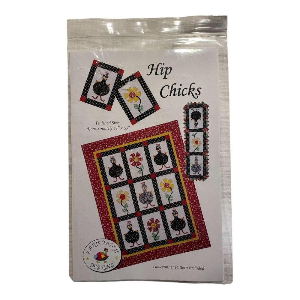 Hip Chicks Tablerunner Quilt& Applique Pattern by Kariepatch Designs NOS
